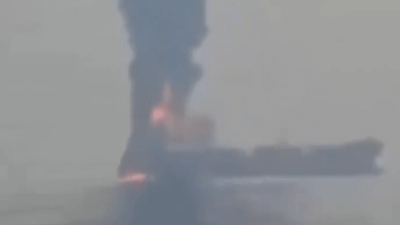 Watch: Indian cargo ship engulfed in flames and smoke after projectile strike off Yemen | India News
