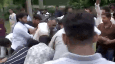 Watch: Clash erupts at Pappu Yadav’s press meet; man carrying knife detained | India News