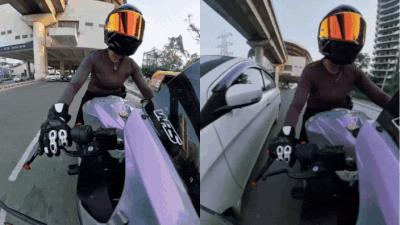 ‘He kept following me’: Woman biker shares video of car hitting her in Gurgaon | Gurgaon News