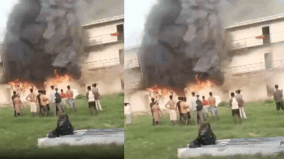 2 workers injured, 500 evacuated after massive fire guts labour camp outside Lucknow airport; watch | Lucknow News