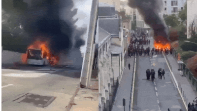 Fires, clashes and mass arrests as student protests turn violent in France: Video